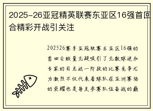 2025-26亚冠精英联赛东亚区16强首回合精彩开战引关注
